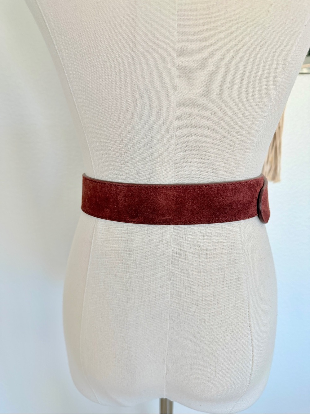 ♥️ SÉZANE Artemis Belt Mahogany Reddish Brown Suede Leather 80 - Picture 8 of 15